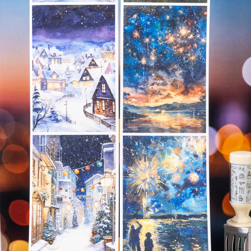 JIANQI 80mm*2m Travel Scenery Stickers PET Materials DIY Scrapbooking Materials Collage Junk Journal Decor Stickers