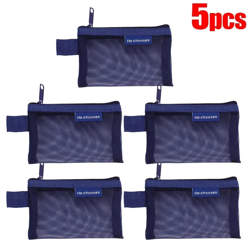 Mini Square Mesh Storage Bag Portable Money Earphone Data Cable Chargers Bag ID Credit Card Holder Zipper Pouch Travel Organizer