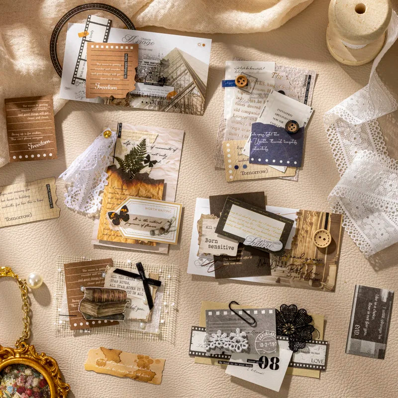 JIANQI 30 Sheets kraft paper Stickers Letter to Paris Decorative handmade Scrapbooking Material Diary Album Craft Supplies