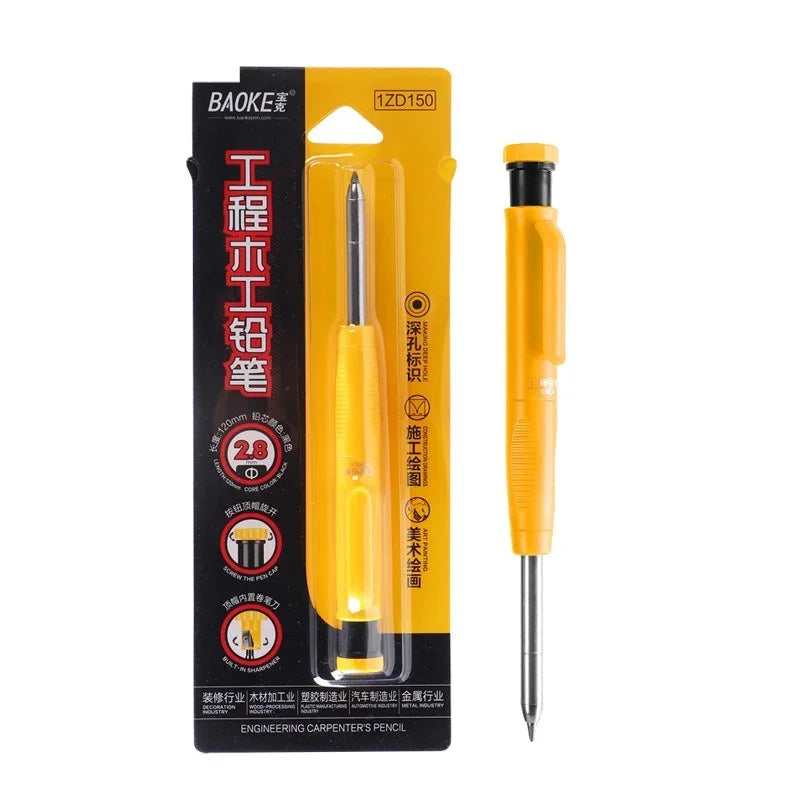 2.8mm Carpenter Mechanical Pencil with Sharpener for Woodworking Construction Long Head Carpenter Pencil Cute Stationery