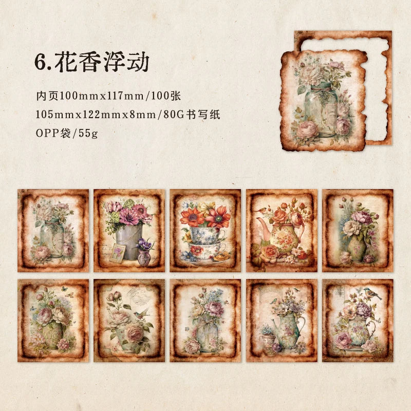 JIANQI 50pcs Vintage Materials Paper Garden Memory DIY Scrapbooking Deco Junk Journal Planner Collage Photo Album Craft Paper