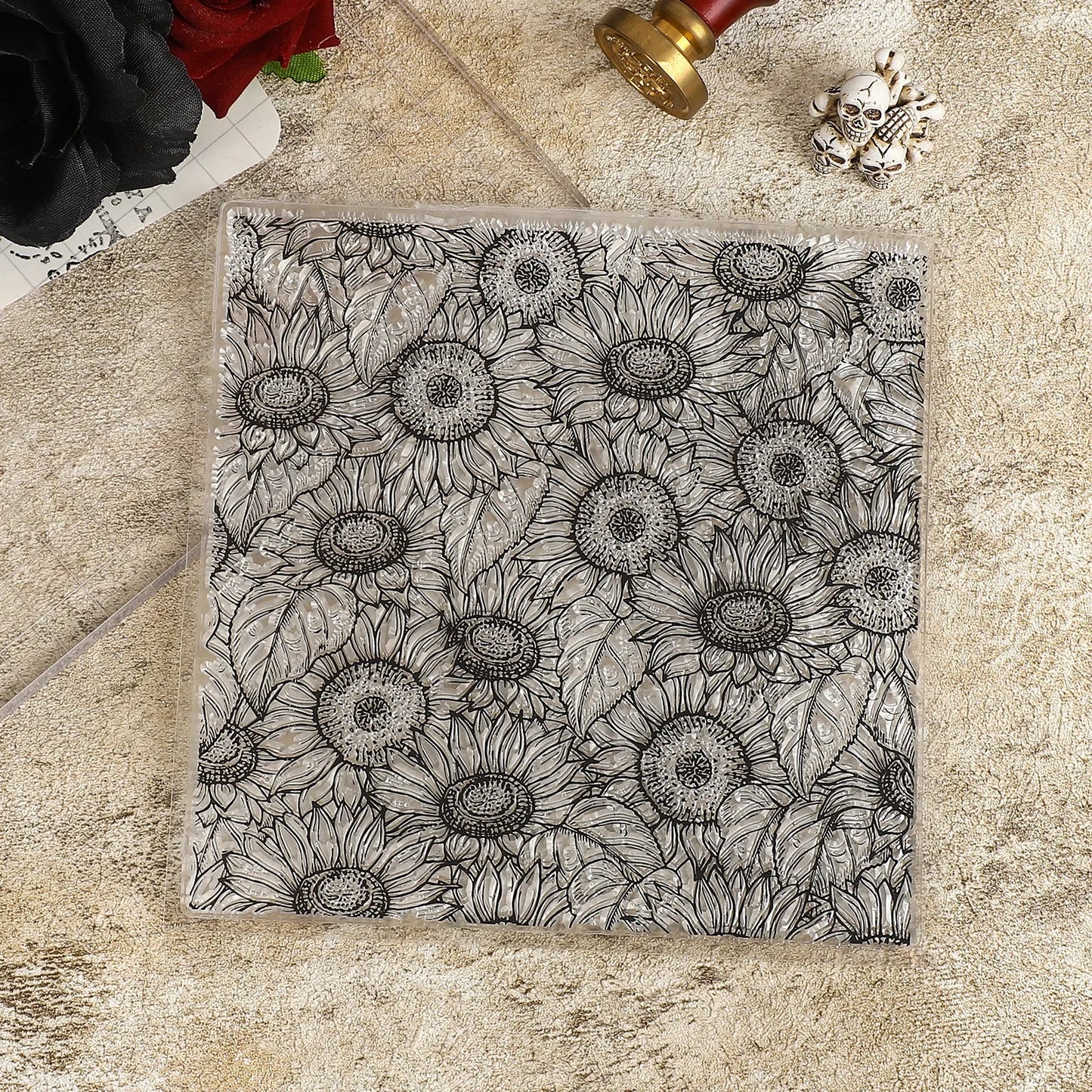 JIANWU Vintage Sunflower Plant Butterfly Landscape Material Collage Transparent Silicone Stamp Creative DIY Journal Stationery