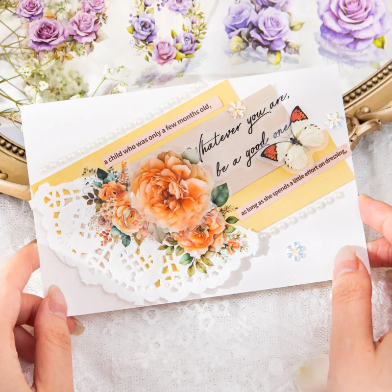 JIANQI 50mm*2m PET Plant Flowers tape Sticker Decorative collage Adhesive Diy Scrapbooking hand made Masking tape