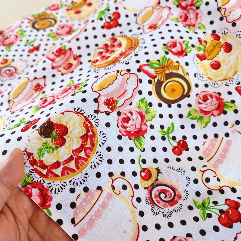 140x50cm 40s Cotton Dessert Cake Fabric Pastry Layout Background Cloth Children's ing Pajamas Dress Handmade
