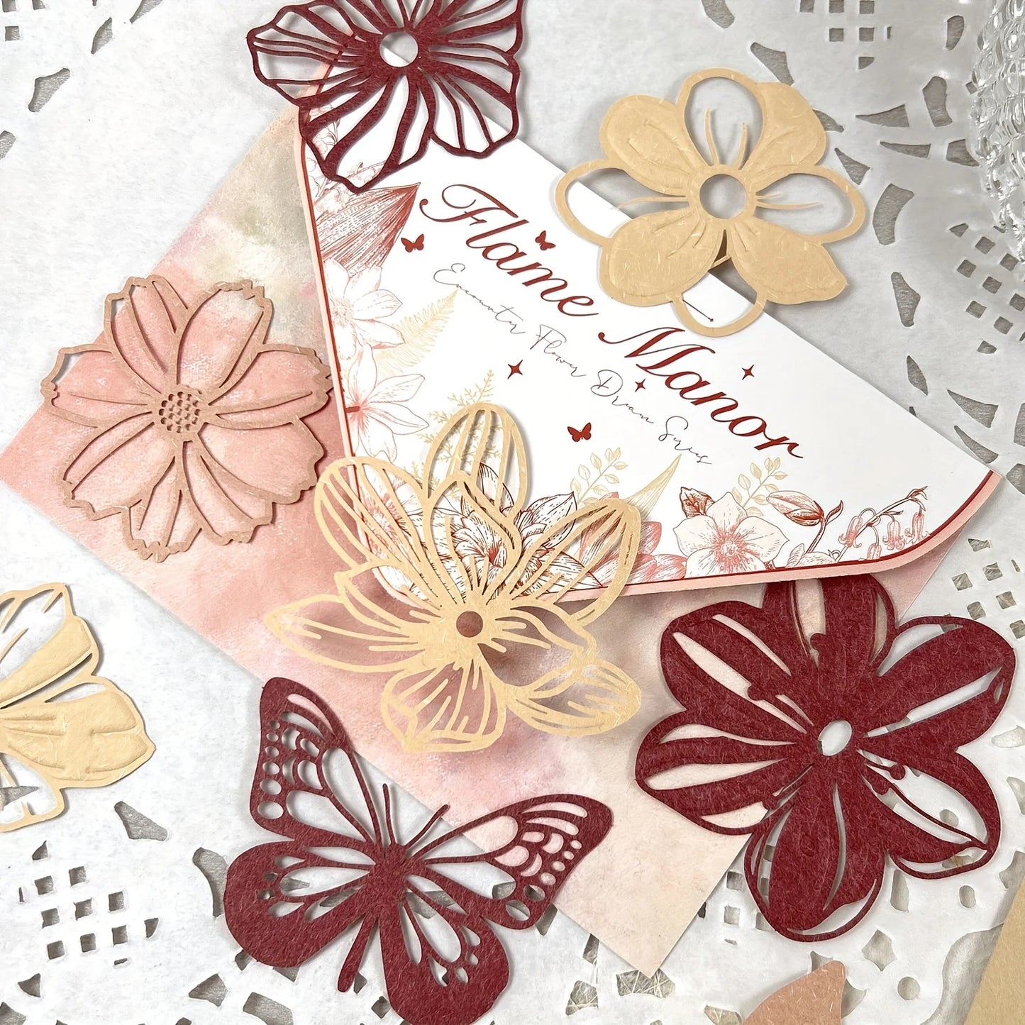 10 pcs Hollow out Butterfly Lace Flower Retro Hand Account DIY Material Decorative Diary Junk Journal Supplies Scrapbooking
