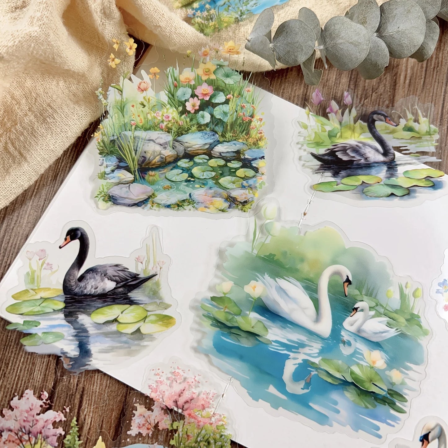 10 pcs Large Size Pond and Lake Landscape Stickers For DIY Scrapbooking Planner Collage Diary Supplies Sticker Stationery