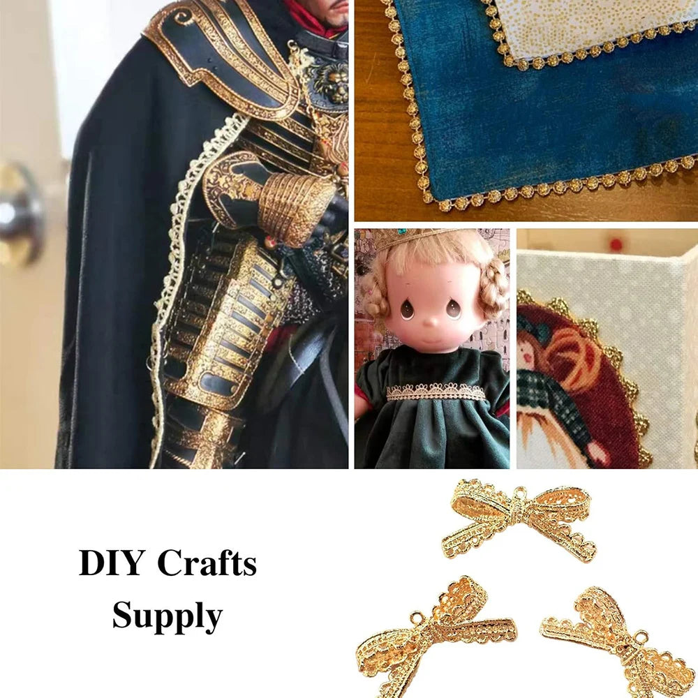 2 Yards Gold Thread Water Soluble Embroidery Lace Fabric Love Small Barcode DIY Clothing Bag Home Sewing Trimming Accessories