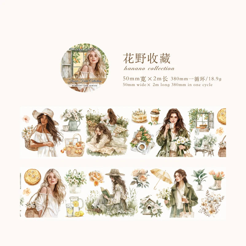 JIANQI 50mm*2m PET Tape Stickers Creativity Scrapbooking Hand Account Adhesive hand made Diy Junk Journal Craft Supplies
