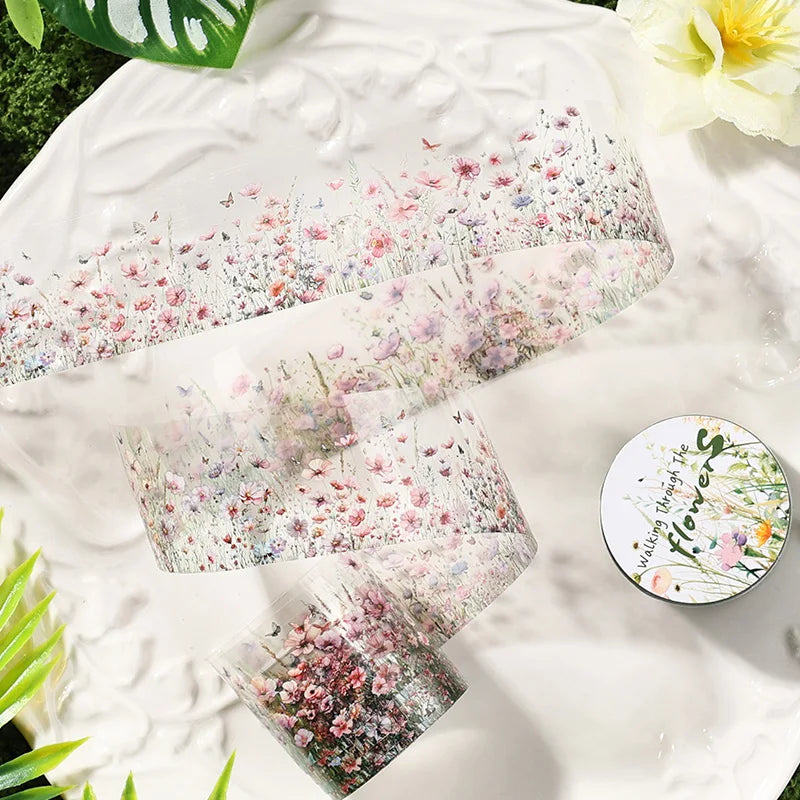 JIANQI 30mm*2m Creative Plants and Flowers tapes hand tent DIY Stick Labels Scrapbooking Material Junk Journal Supplies