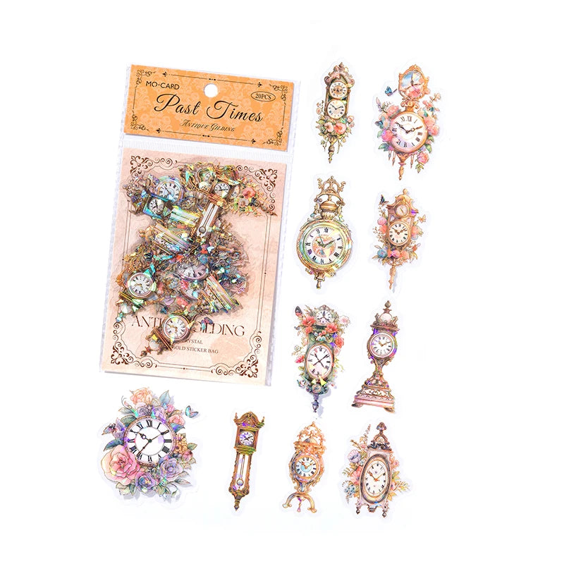 JIANQI 20pcs/pack Twinkle PET Stickers Gold Foil DIY Scrapbooking Planner Collage Stationery Aesthetics Decor Flower Stickers
