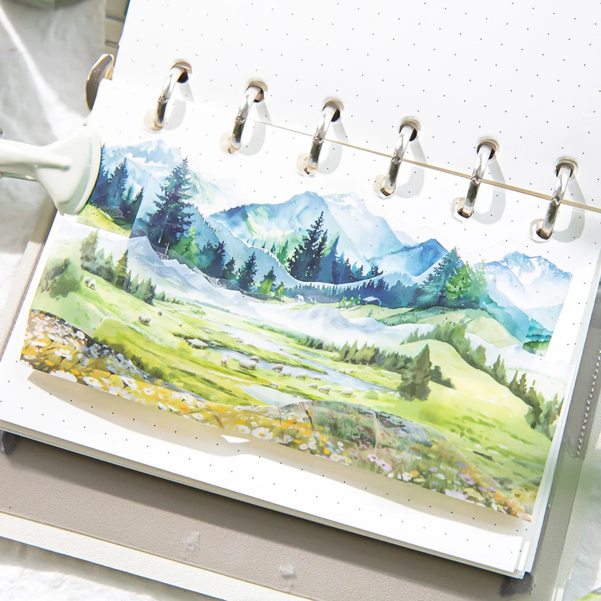 JIANQI 30mm*2m To The Mountains and Sea Series Vintage Landscape Collage Material PET Tape Creative DIY Journal Stationery