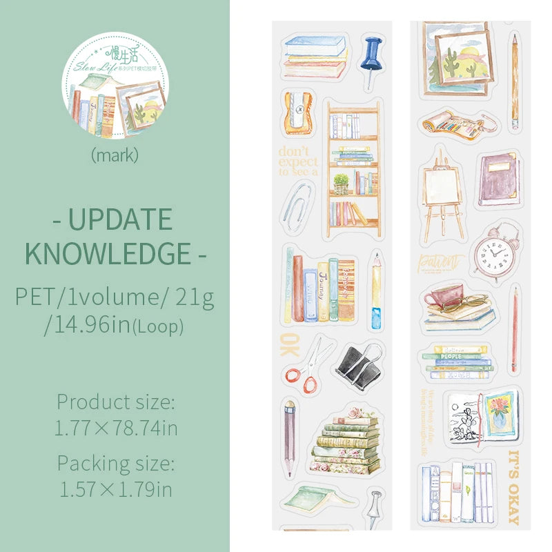 JIANQI 45mm*2m PET Daily Life tape Sticker Decorative collage Adhesive Diy Scrapbooking hand made Masking tape