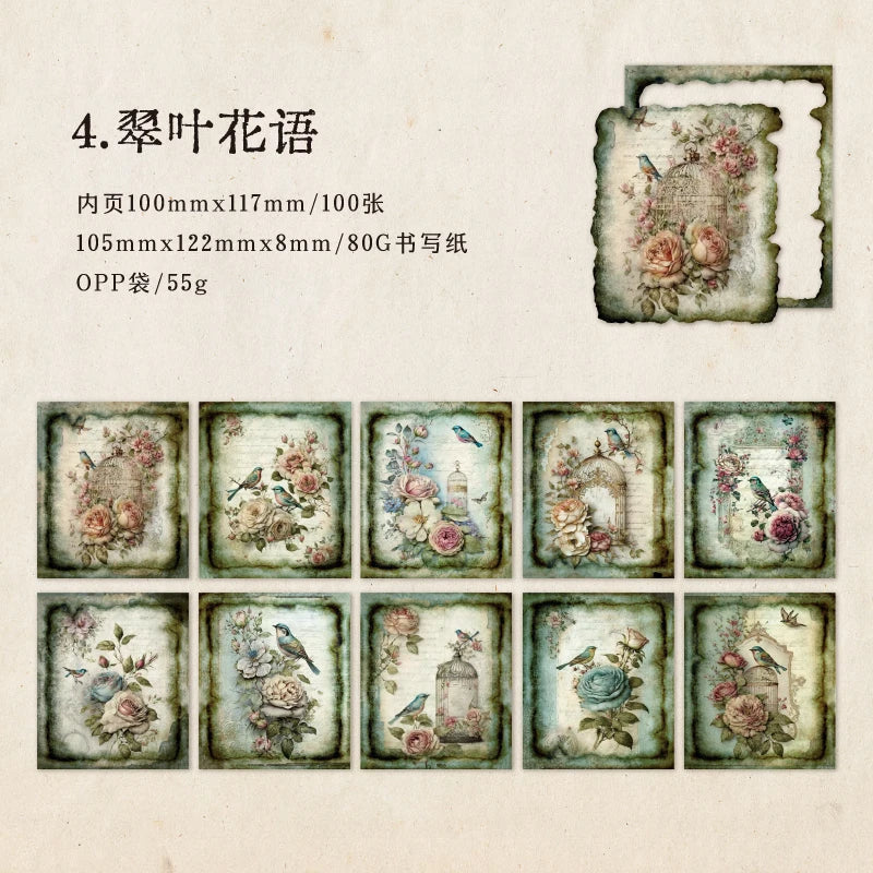 JIANQI 50pcs Vintage Materials Paper Garden Memory DIY Scrapbooking Deco Junk Journal Planner Collage Photo Album Craft Paper