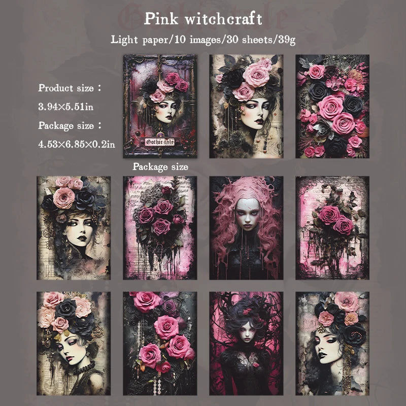 JIANQI 30 pcs/pack Gothic tale Materials Paper Decorative Diy Diary Album Scrapbooking material junk journal supplies