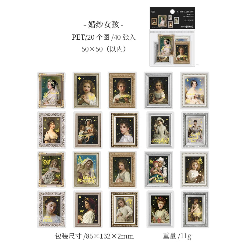 JIANQI 40 sheet Girl's Gallery Stickers Creative Scrapbooking Supplies Collage Junk Journaling Materials Crafts