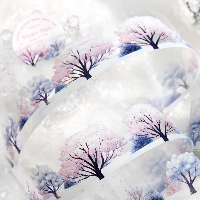 JIANQI 38mm*2m PET Winter snow scenery Tapes DIY Scrapbooking Decor Photo Album Collage Journalling Materials Aesthetics Sticker