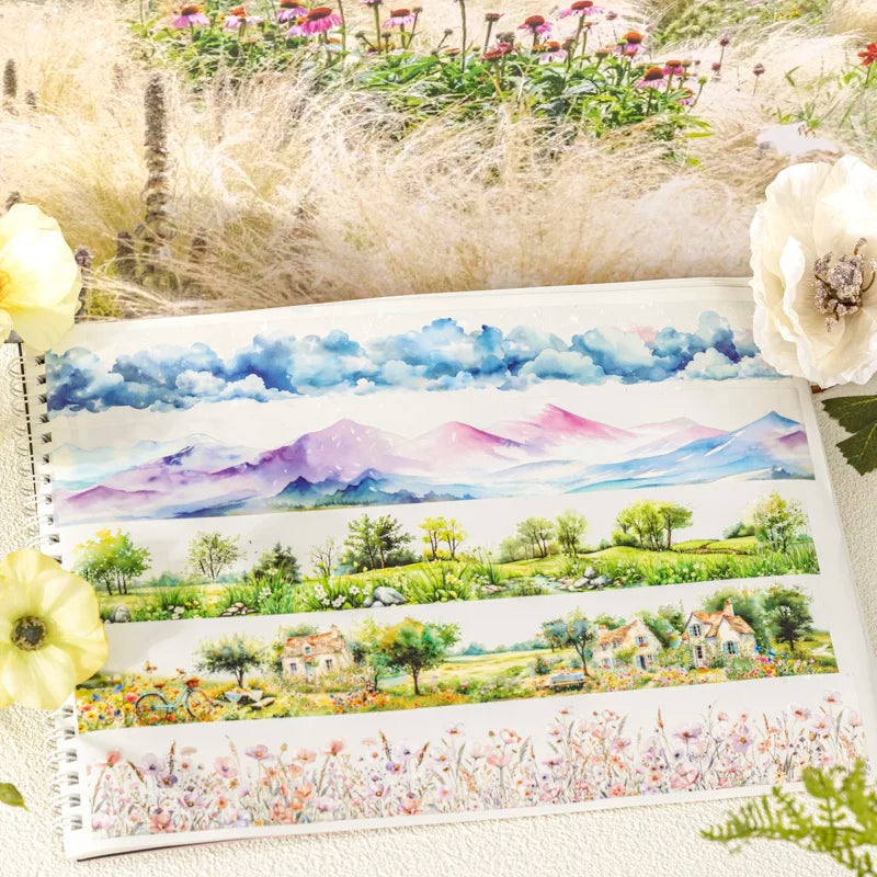 JIANQI 40mm*2m PET Tapes forest garden DIY Scrapbooking Decor Photo Album Collage Junk Journal Materials Aesthetics Stickers