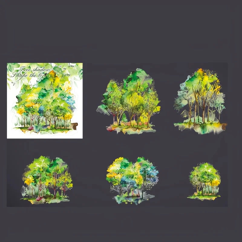 10 pcs/pack Tree and wood landscaping Stickers Label Diary Planner junk journal Decorative Scrapbooking DIY Craft Sticker