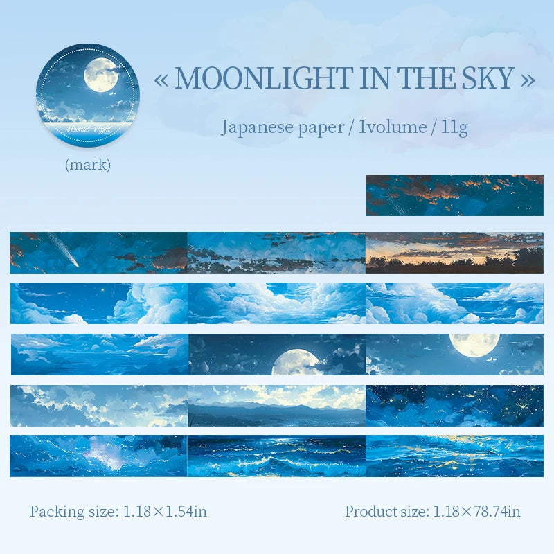 JIANQI 30mm*2m Sky and Sea landscape Tapes DIY Scrapbooking Decor Photo Album Collage Journalling Materials Stickers
