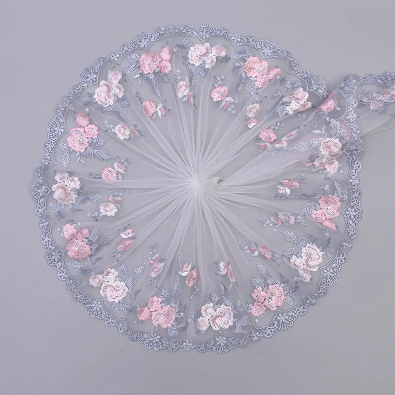 1 Yard Pink Embroidery Decoration Lace Fabric Lace Clothing Accessories Decoration Doll Dress 10CM Wide