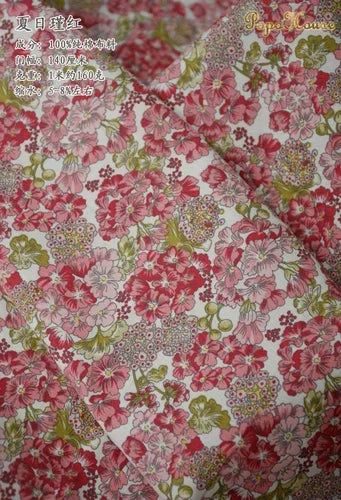 145x50cm Pastoral Floral Poplin Cotton Fabric DIY Children's Wear Cloth Make Bedding Quilt Decoration Home