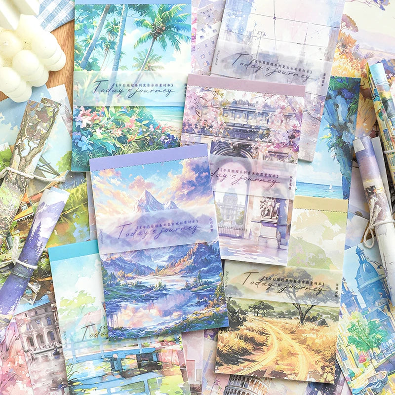 JIANQI 30 pcs Landscape material paper Decorative Diary Album Scrapbooking material Background paper junk journal supplies