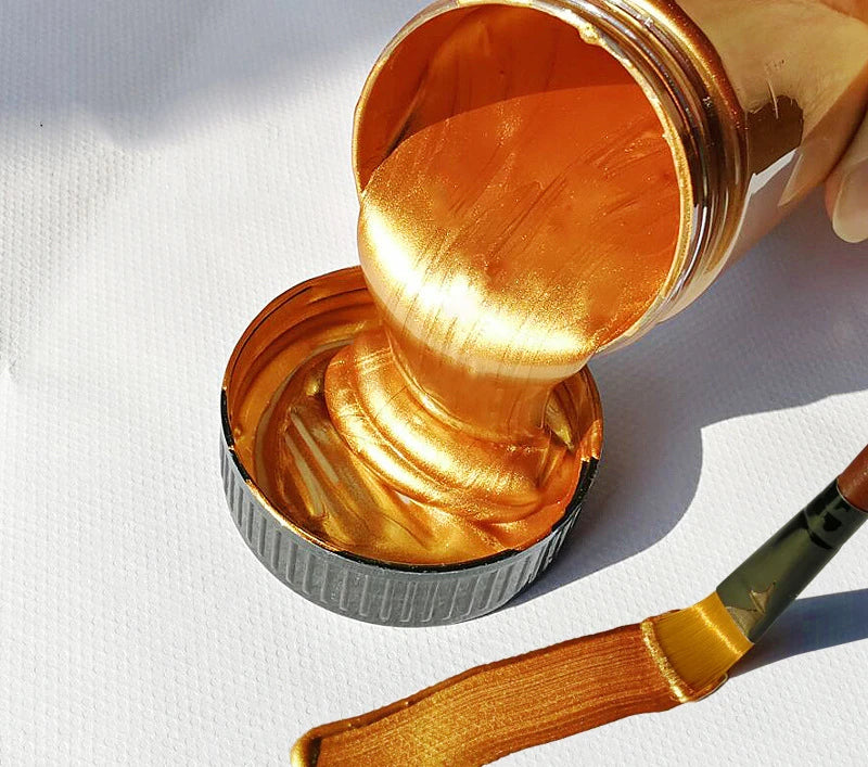Metallic Acrylic Paint Silver Gold DIY Hand Painted Wall Painting Shoes Stone Statue Waterproof and Fading Graffiti Paint