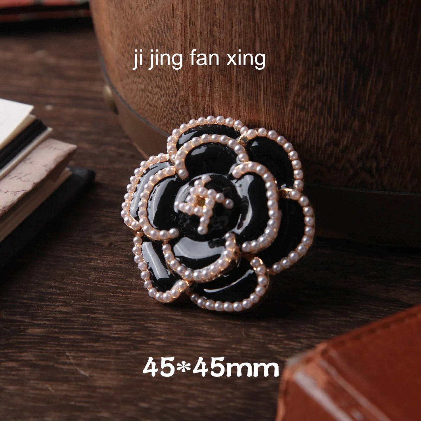 JIANWU Camellia Beauty Series Vintage Pearl Flower Landscaping Material Metal Clip Creative DIY Journal Stationery