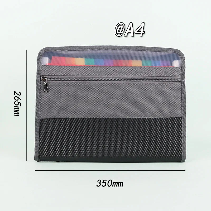 13 Pocket Accordion File Organizer with Safe Zipper Front Pencil Pouch for School Office Supplies Expanding Folder