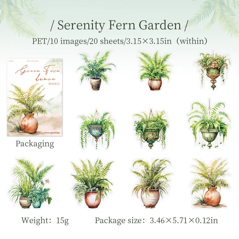 JIANQI Plant Sticker pack 20pcs Natural plants Transparent Waterproof Grass hand account Decoration Scrapbooking supplies