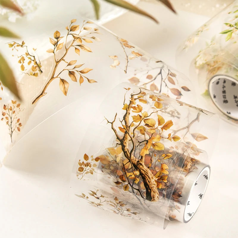 JIANQI PET Tapes Flower branch plant flower DIY Scrapbooking Decor Photo Album Collage Junk Journal Materials Aesthetics Tapes