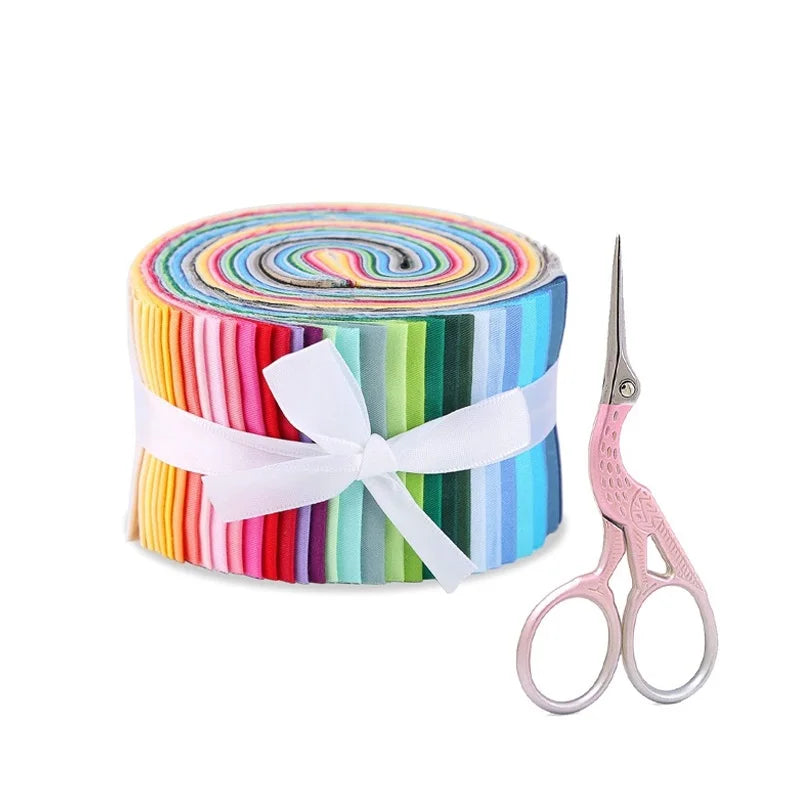 1Pack Fabric Roll Jelly Roll Up Cotton Fabric Quilting Strips Random Pattern Patchwork Craft Cotton Quilting Supplies