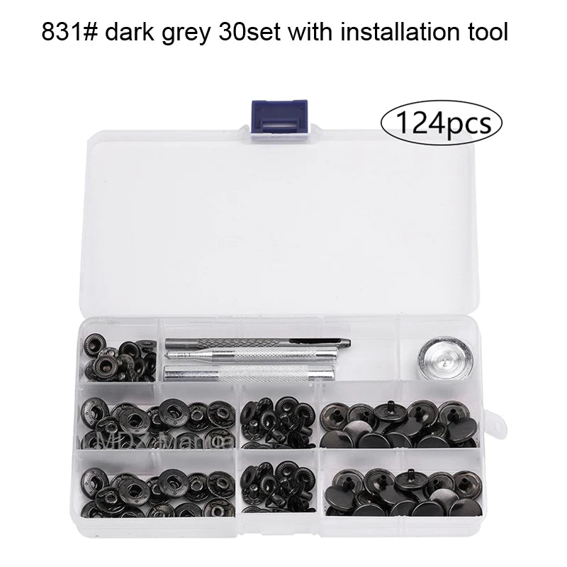 Leathercraft Metal Snaps for Clothes Garment Fasteners Button Snap Press Studs with Installation Tools Kits for Shoes
