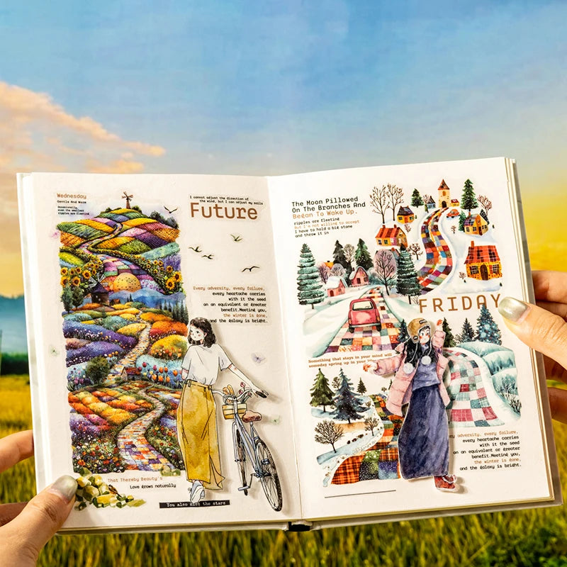 20pcs Four Seasons Scenery Beautiful Landscape Sticker Junk Journal DIY Scrapbooking School Supplies Collage Stationery Stickers