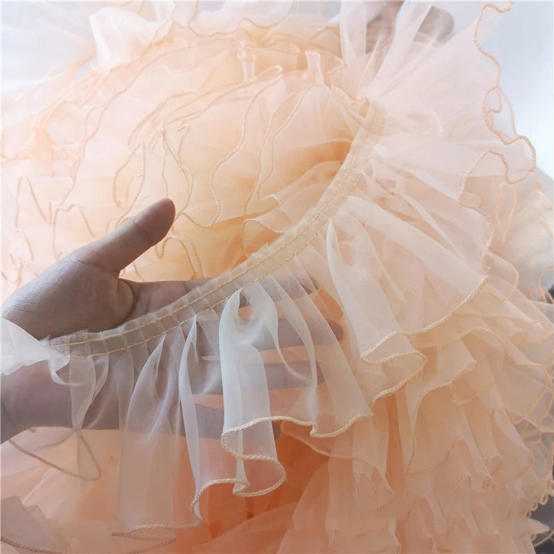 1 Yard Black White Organza Lace Fabric Pleated Waves And Three-Dimensional For Clothing Home Trimming Accessories Sew Applique
