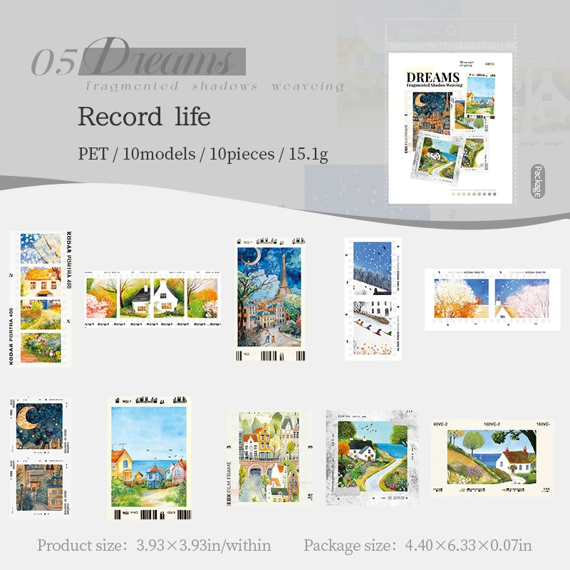 JIANQI 10 Pcs PET Transparent Stickers Decorative Decals For Scrapbooking Sticker Pack Labels Junk Journal Supplies stationery