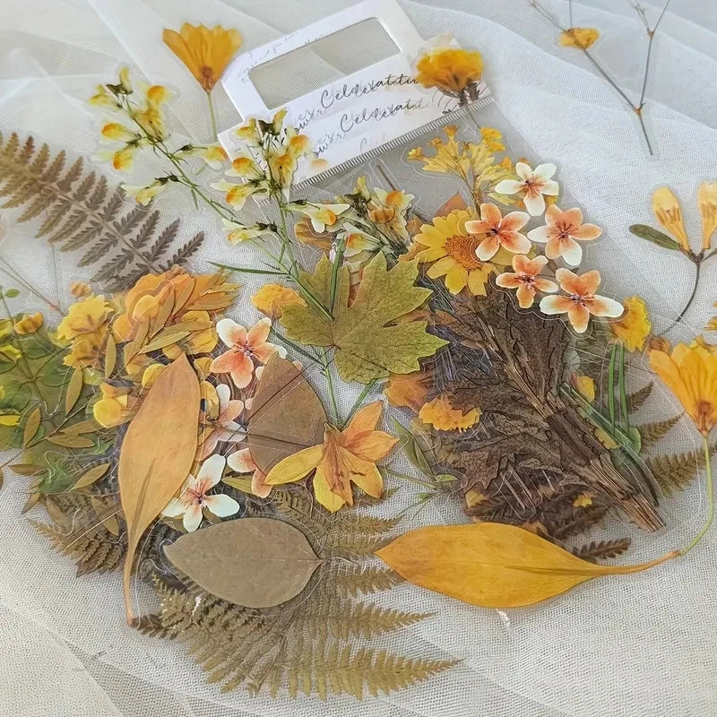 JIANQI 40 Pcs/pack Retro Creative flower plant Stickers hand tent DIY Stick Labels Scrapbooking Material Junk Journal Supplies