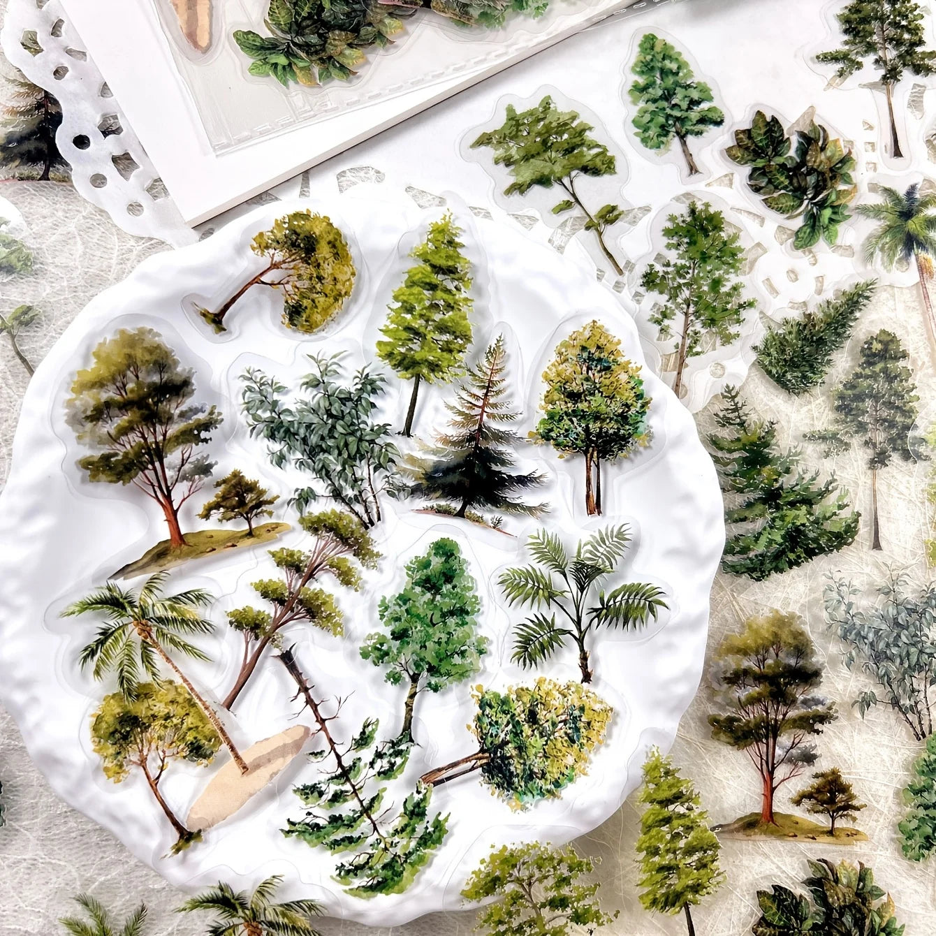JIANQI 40pcs/pack Many Tree Materials stickers Four Season Decor DIY Hand Account Diary Scrapbooking Album Stickers Craft