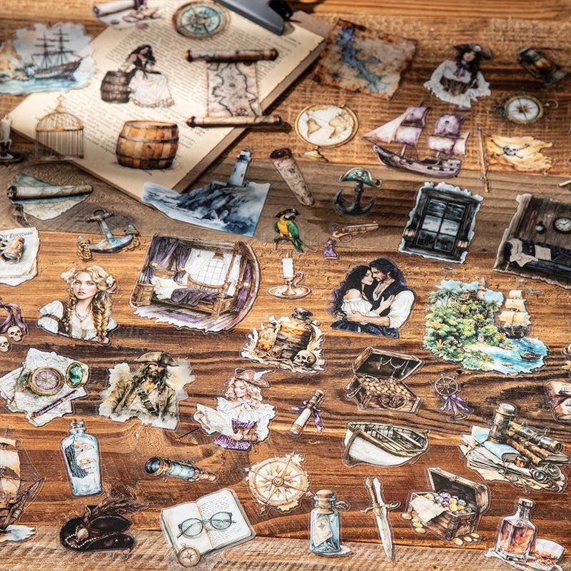 JIANQI 20 pcs Maritime travel Stickers Aesthetic Landscape Decor Scrapbooking Diary Album Collage material junk journal supplies