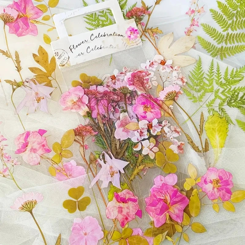 JIANQI 40 Pcs/pack Retro Creative flower plant Stickers hand tent DIY Stick Labels Scrapbooking Material Junk Journal Supplies