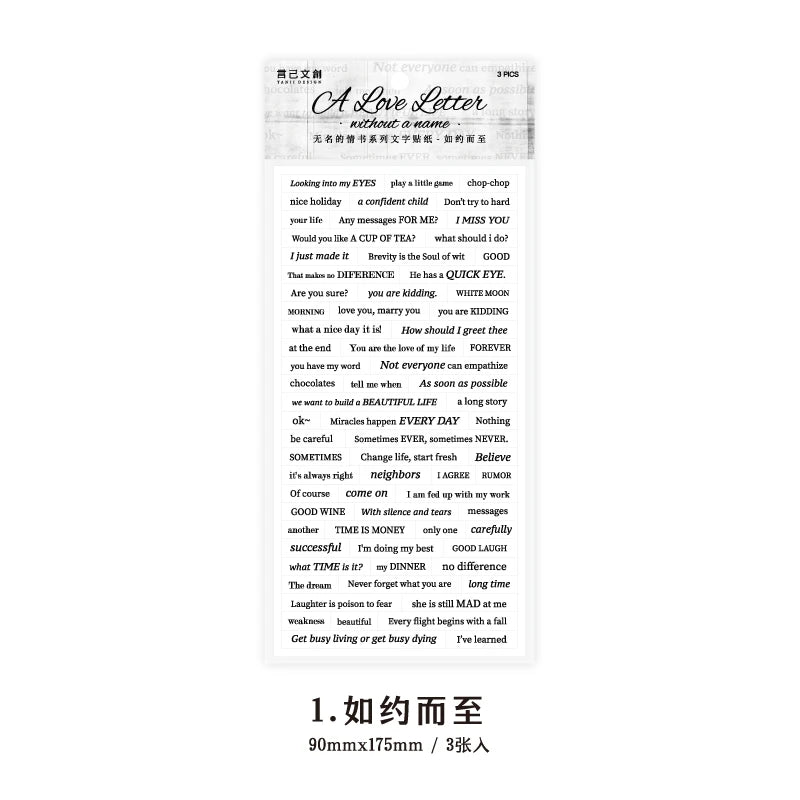 JIANQI 3pcs/pack Alphabt Stickers Creative Phrase Decor Stationery Collage Scrapbooking Label Diary Junk Journal Planner
