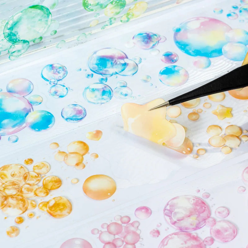 JIANQI 50mm*2m PET Bubble Tape Stickers Creativity Scrapbooking Hand Account Adhesive hand made Diy Junk Journal Craft Supplies