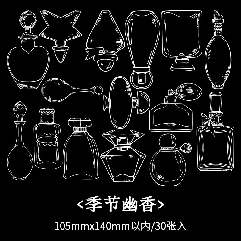 JIANQI 30 sheets Glass Bottle Shape Sticker Scrapbooking Art DIY Crafts Transparent Dried Flower Bookmarks Decor scrapbooking