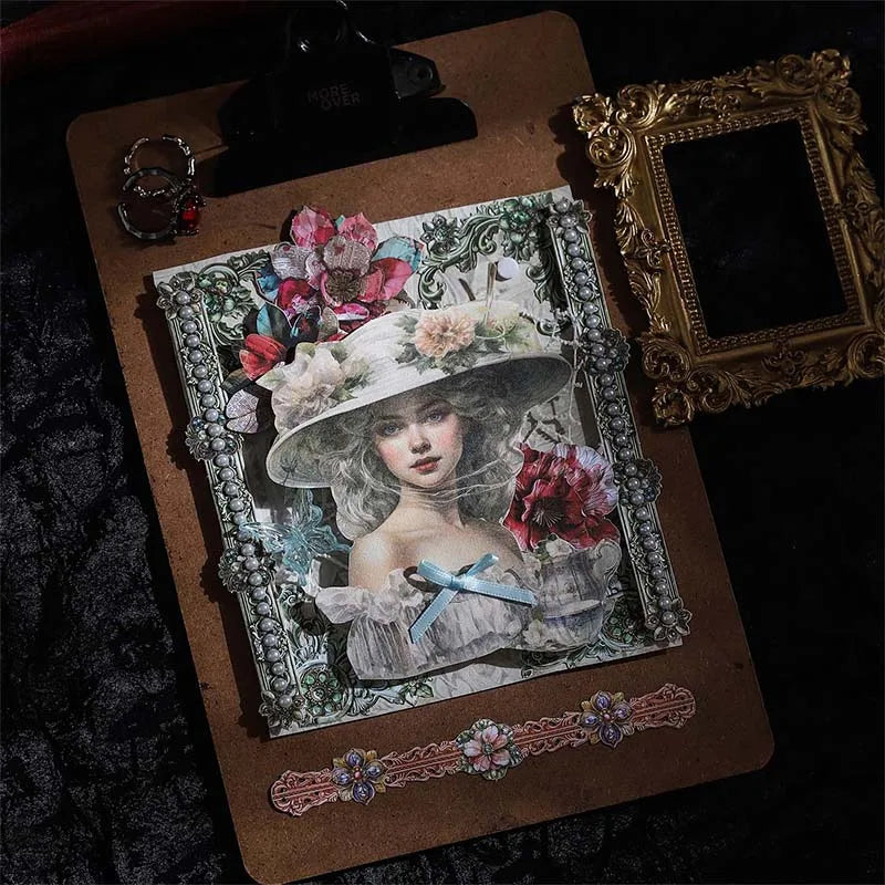 JIANQI 20pcs Strip Corner Sticker Pack baroque style Junk Journal DIY Scrapbooking School Supplies Collage Stationery Stickers