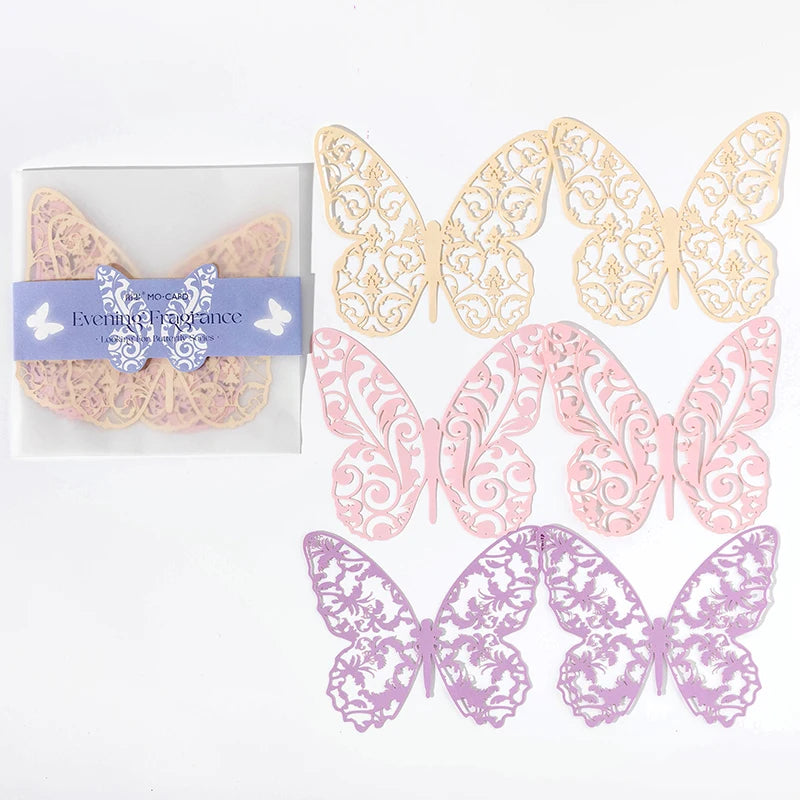 JIANQI 6 Pcs Hollow Butterfly Lace Material Paper INS Romance Butterfly Lace Collage Creative Handbook DIY Decorative Material