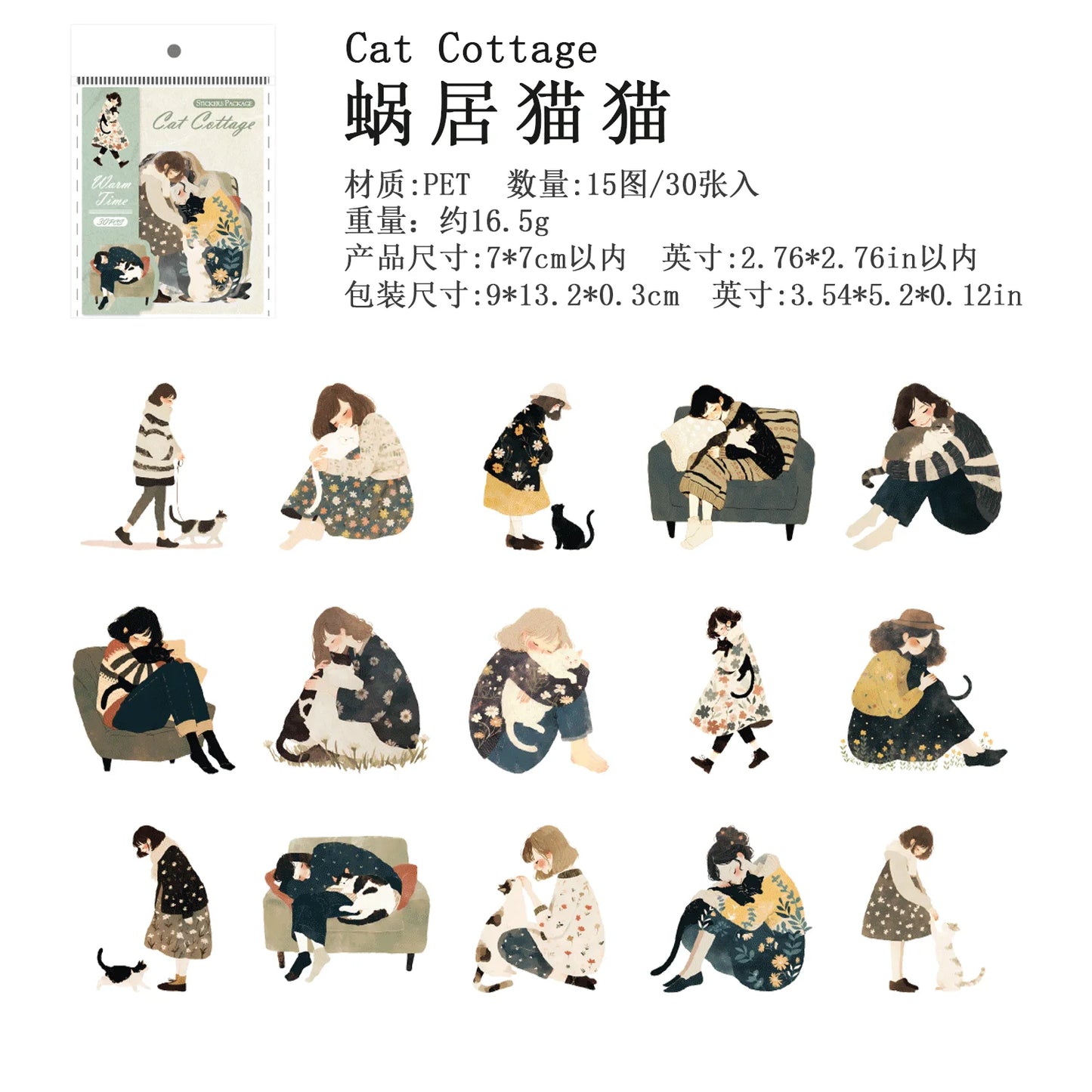 JIANQI 30 pcs Large size PET Stickers Life girl Decorative handmade Scrapbooking Material Diary Album Craft Supplies