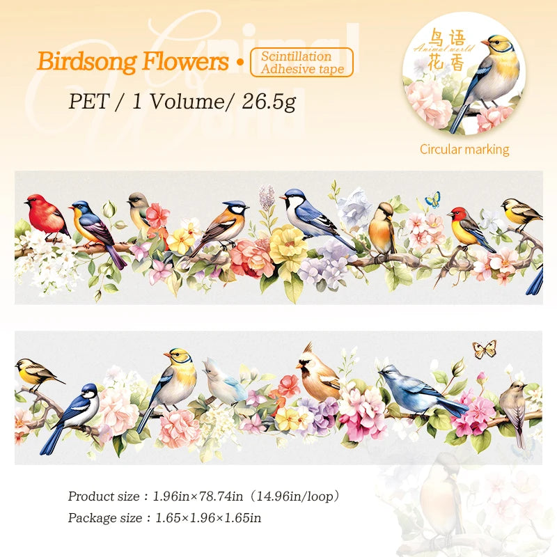 JIANQI 50mm*2m Animal World landscape Tapes DIY Scrapbooking Decor Photo Album Collage Journalling Materials Stickers