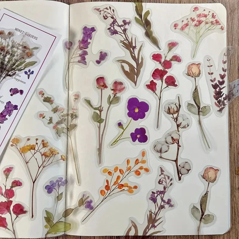 JIANQI 40 Pcs/pack Vintage Creative flower plant Stickers hand tent DIY Stick Labels Scrapbooking Material Junk Journal Supplies