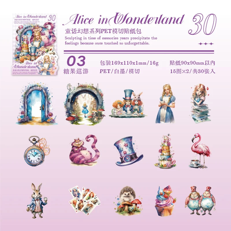 JIANQI 30 pcs Fairy Tale Fantasy PET Stickers aesthetic Stick Labels Decor Scrapbooking material hand made junk journal supplies