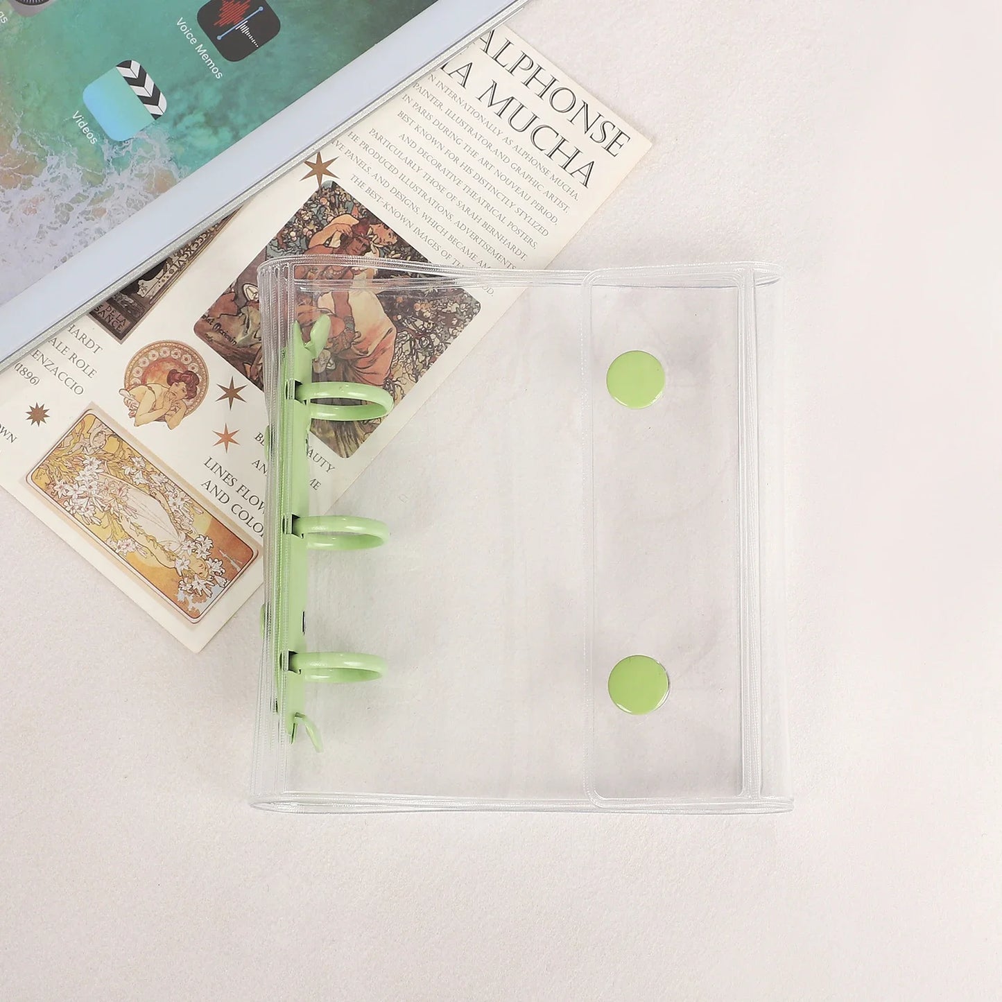 JIANWU Double Buckle A8Mini 3-hole Transparent Loose Leaf Material Storage Notebook Creative Journal Student Supplies Stationery